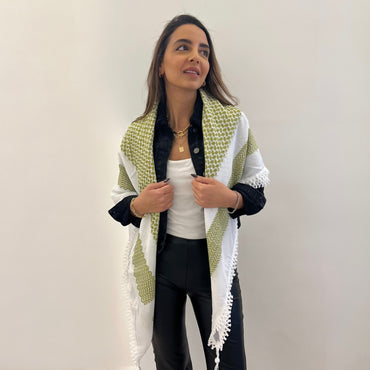 Bold Olive Kufiya (Keffiyeh) | Made in Jordan