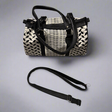 Handcrafted Palestinian Kufiya & Tatreez Duffle Bag