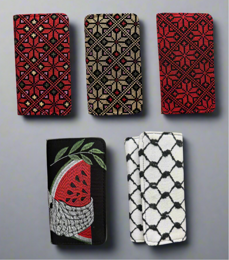 Large Palestinian Wallet – Red, Gold, Watermelon, or Kufiya