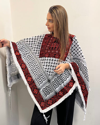 Poncho of Palestine | Classic Kufiya (Keffiyeh)- Tatreez – Made in Jordan