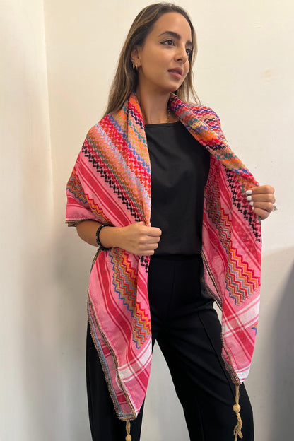 Vibrant Deep Pink Kufiya (Keffiyeh) | Made in Jordan