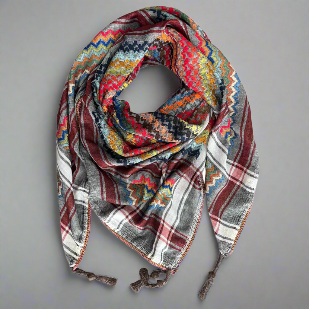 Vibrant Ash Grey Kufiya (Keffiyeh) | Made in Jordan