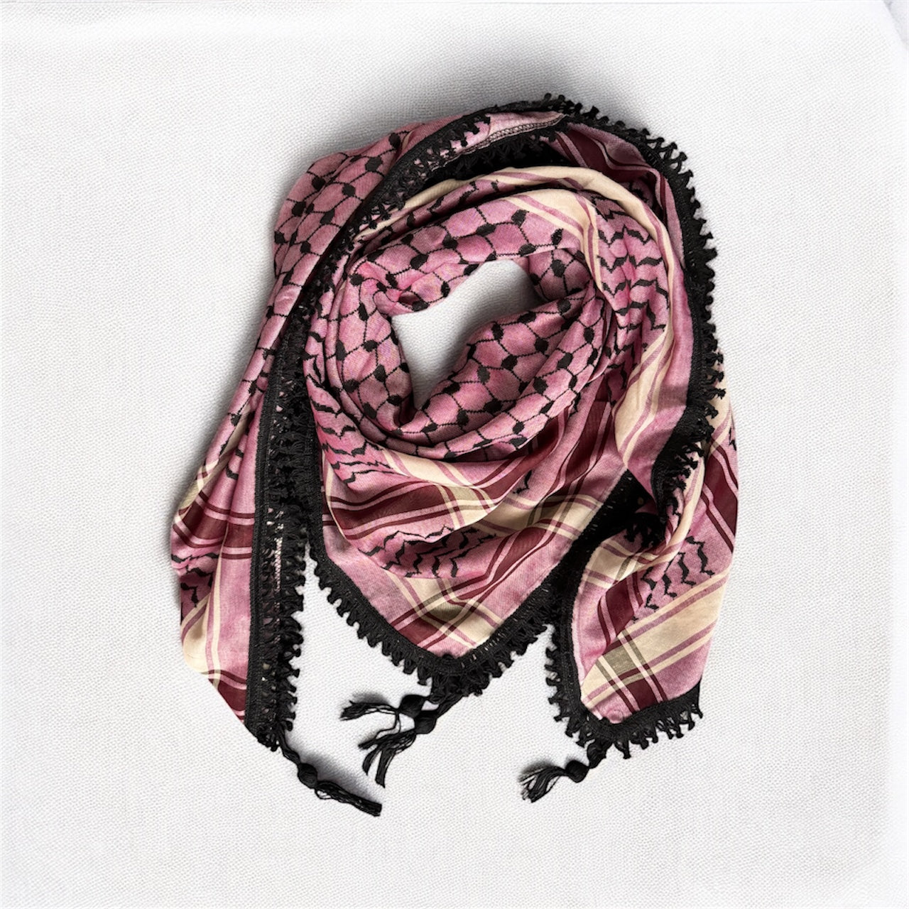 Echoes – Deep Maroon Kufiya (Keffiyeh) | Made in Jordan
