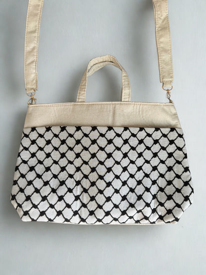 Cross-Body Functional Bags – Tatreez & Kufiya | Zipper & Dual Handles | Palestinian Solidarity