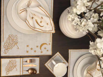 Golden Moon - Silk Embroidery Placemat Set (30 Pieces)
