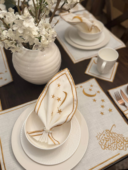 Golden Moon - Silk Embroidery Placemat Set (30 Pieces)