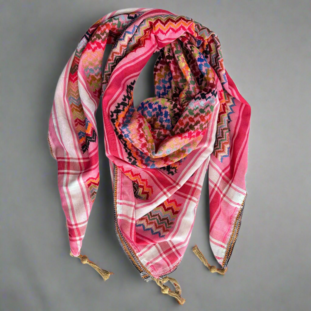 Vibrant Deep Pink Kufiya (Keffiyeh) | Made in Jordan