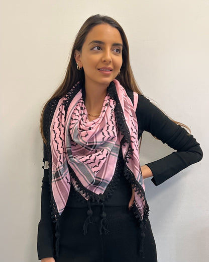 Echoes – Flamingo Pink Kufiya (Keffiyeh) | Made in Jordan