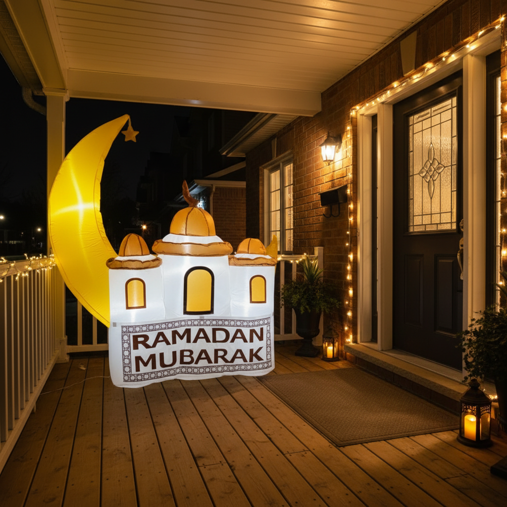 Crescent and Mosque Inflatable - Two Signs for Ramadan and Eid