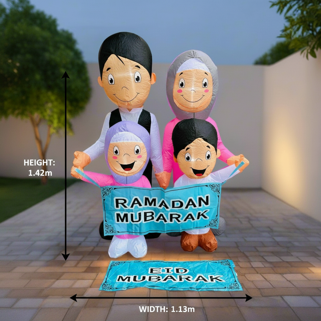 Muslim Family Inflatable - Two Signs for Ramadan and Eid
