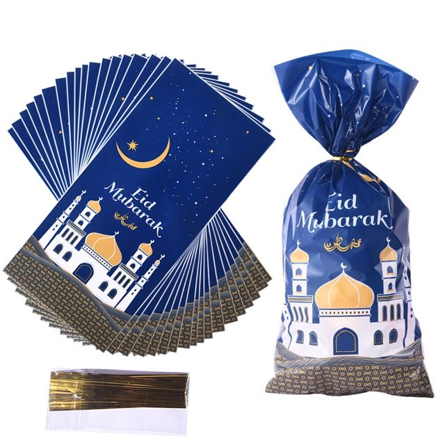 Eid Mubarak Plastic Bags - Twist Tieso
